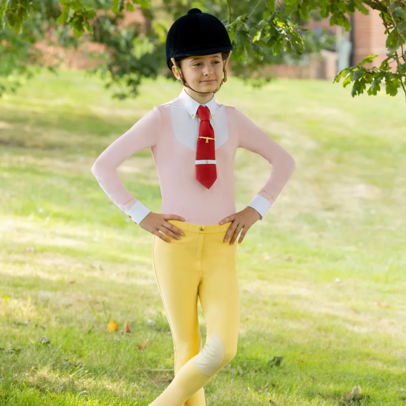 Supreme Products Long Sleeve Champion Junior Show Rider Competition Shirt With Zip - Pink/White