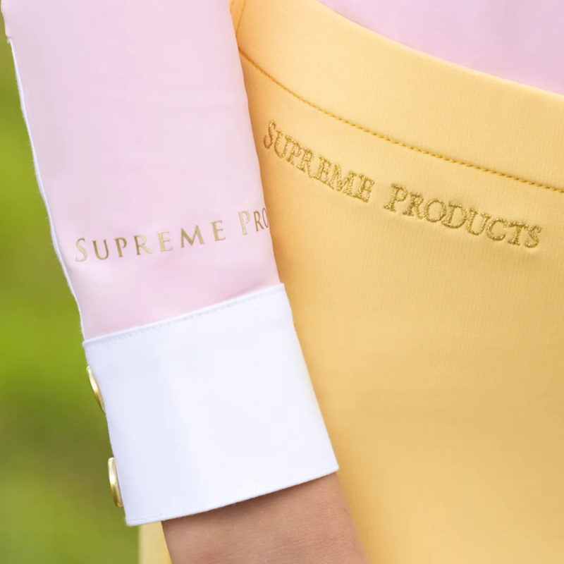 Supreme Products Long Sleeve Champion Junior Show Rider Competition Shirt With Zip - Pink/White-1