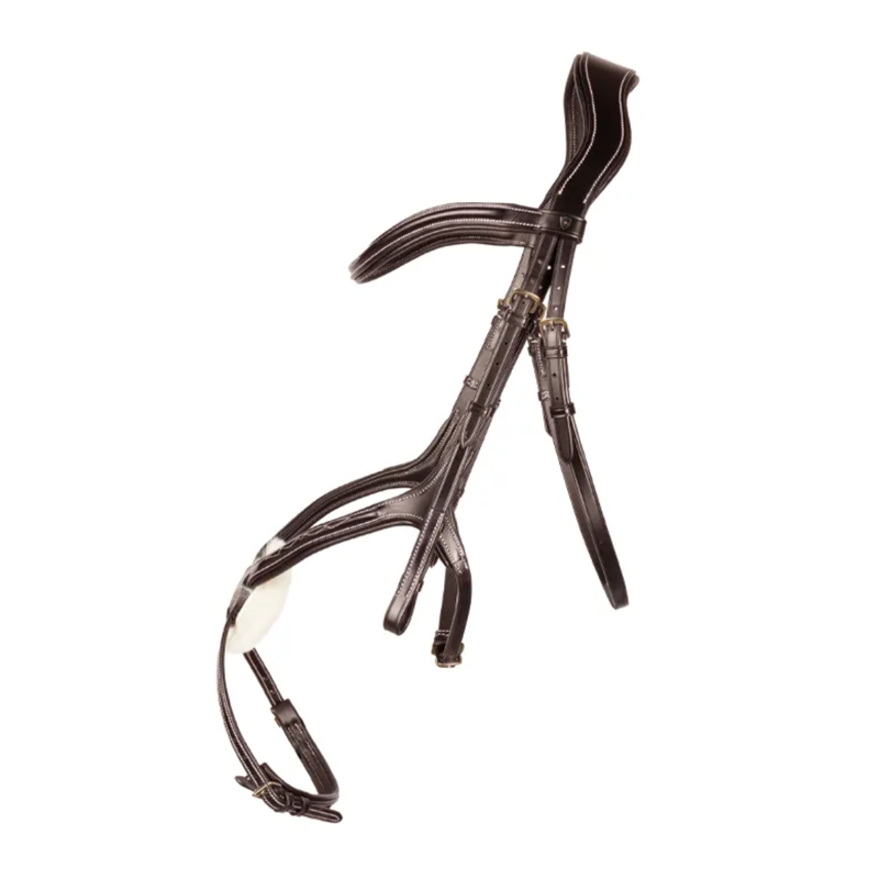 ProPresicce Pelle Grackle Leather Bridle by Hy Equestrian - Brown/Brass Hardware