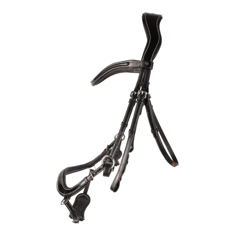 ProPresicce Pelle Drop Leather Bridle by Hy Equestrian - Black/Silver Hardware-1