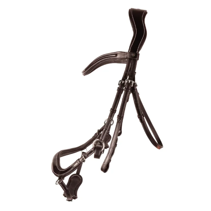 ProPresicce Pelle Drop Leather Bridle by Hy Equestrian - Brown/Silver Hardware-1