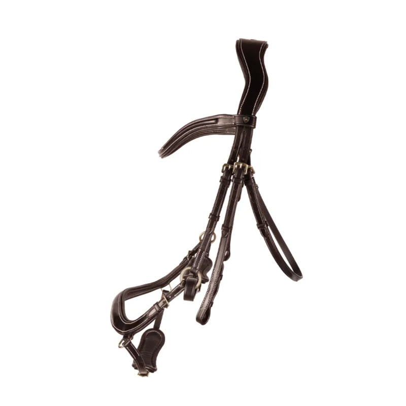 ProPresicce Pelle Drop Leather Bridle by Hy Equestrian - Brown/Brass Hardware-1