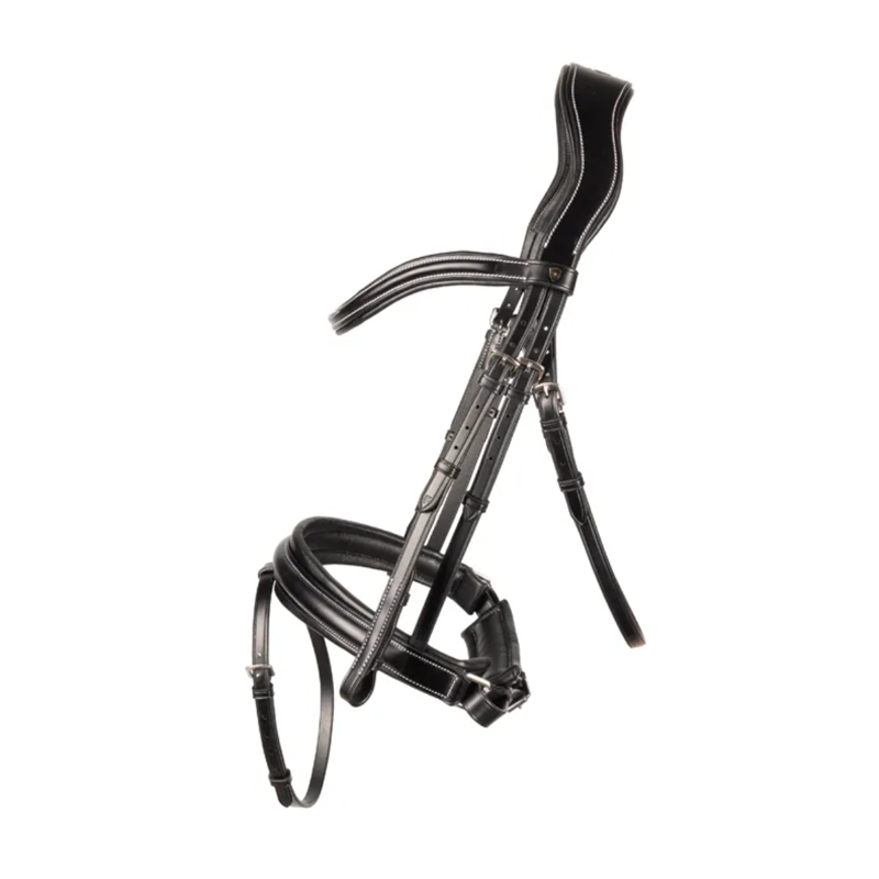 ProPresicce Pelle Crank Leather Bridle by Hy Equestrian - Black/Silver Hardware