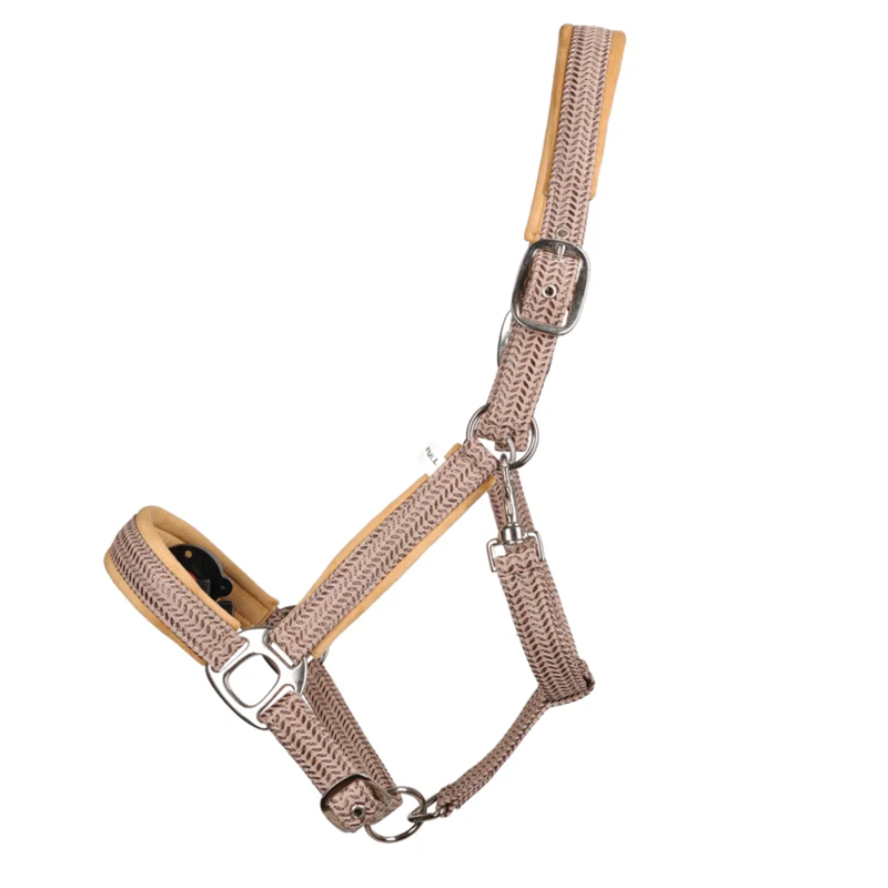 Hy Equestrian Mermaid Shimmer Head Collar And Lead Rope Set - Taupe
