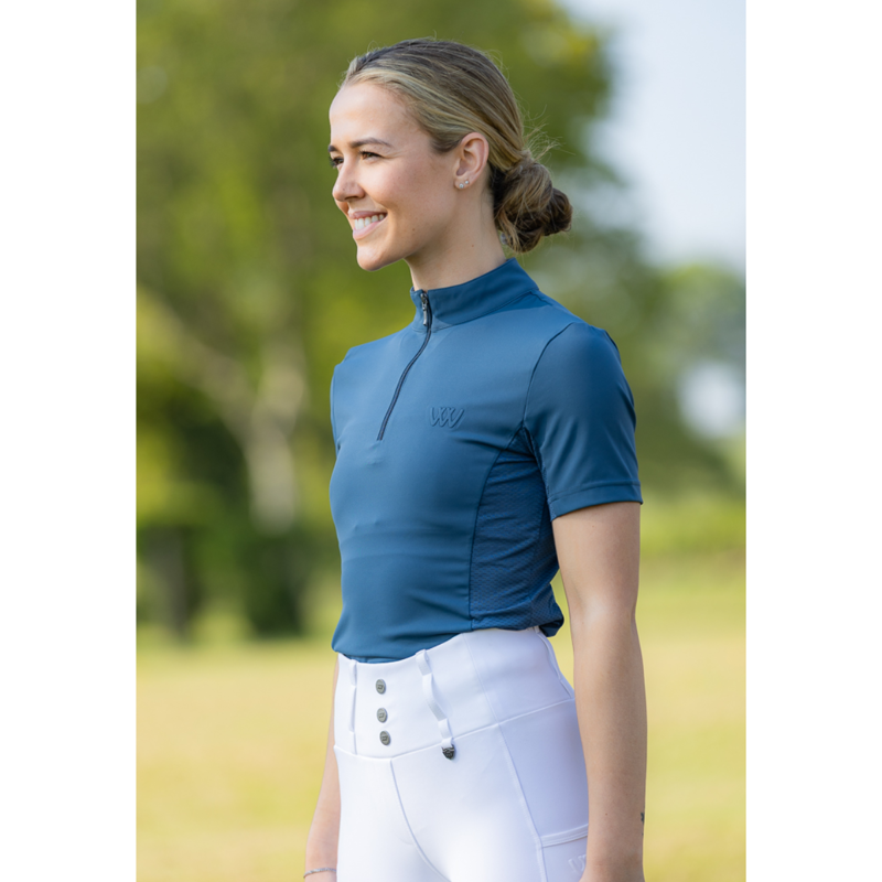 Woof Wear Ladies Short Sleeve Tech Riding Shirt - Petrol Blue-1