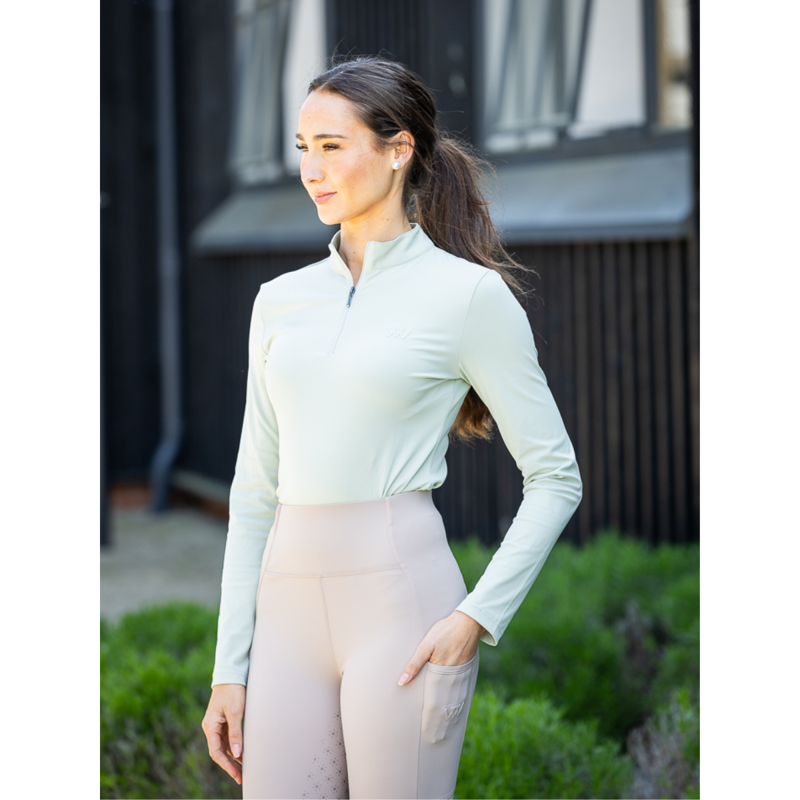 Woof Wear Ladies Long Sleeve Tech Riding Shirt - Sage Green-1