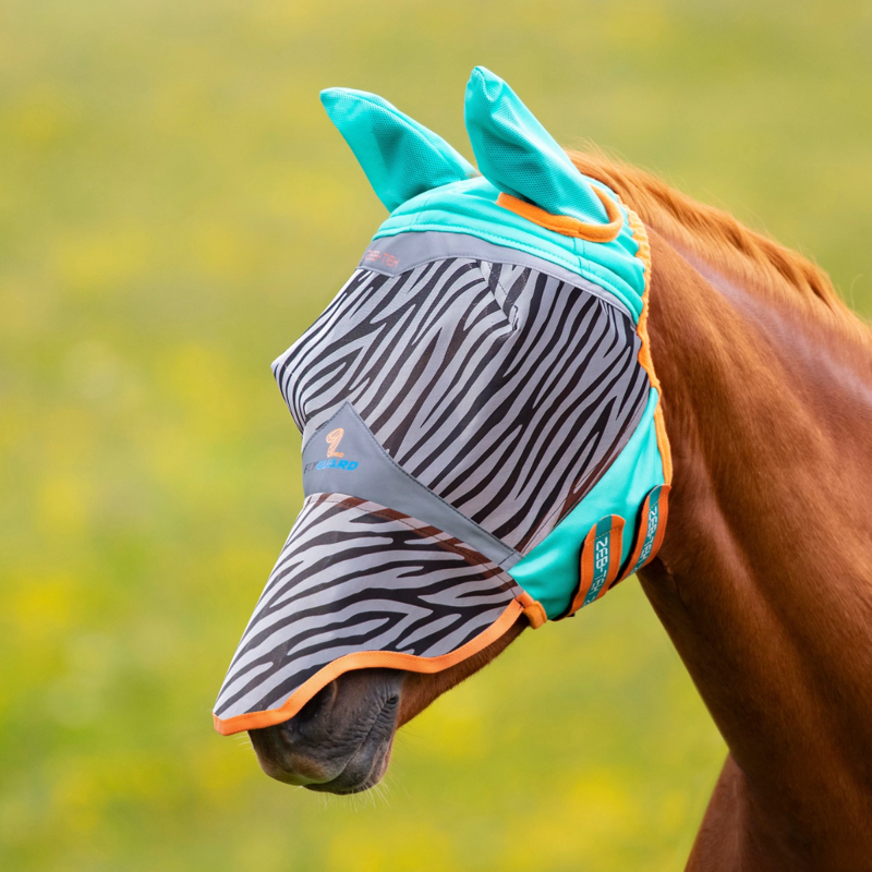 Shires Zeb-Tek Fly Mask - Zebra Print-1