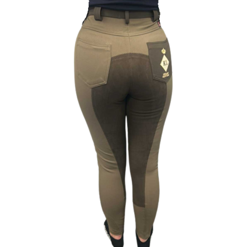 Kingsland Ladies Fitted Kelly Breeches - Full Leather/Contrast Beige-1