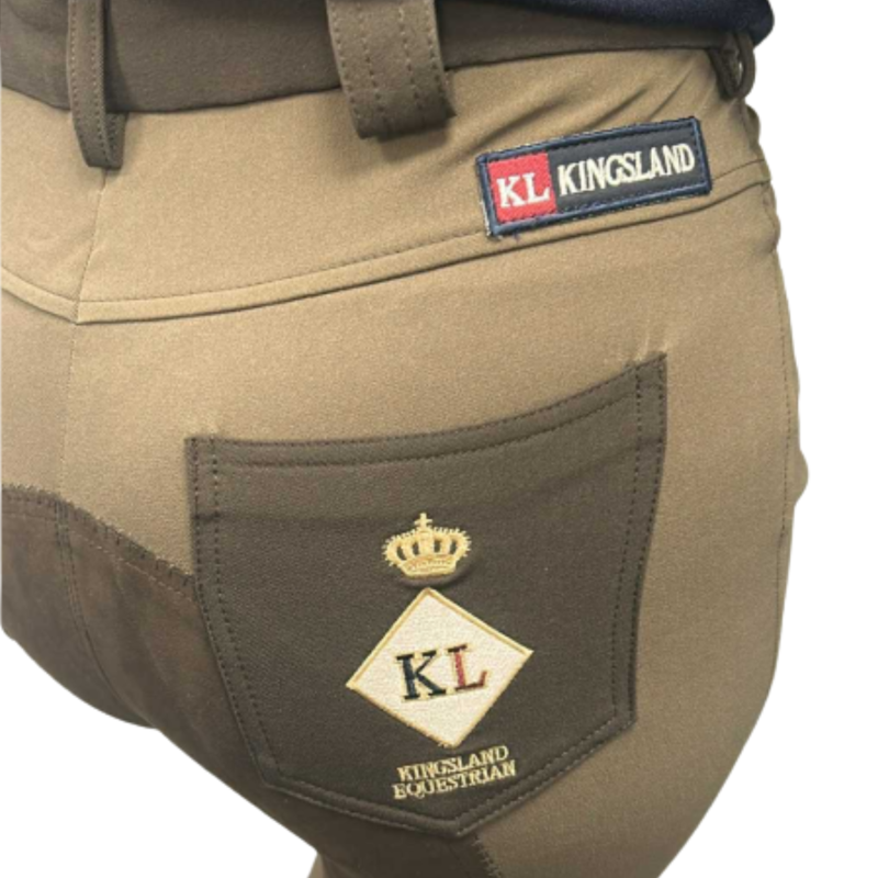 Kingsland Ladies Fitted Kelly Breeches - Full Leather/Contrast Beige-2