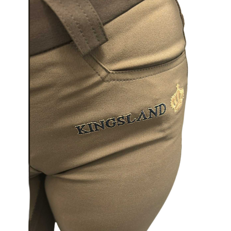 Kingsland Ladies Fitted Kelly Breeches - Full Leather/Contrast Beige-3