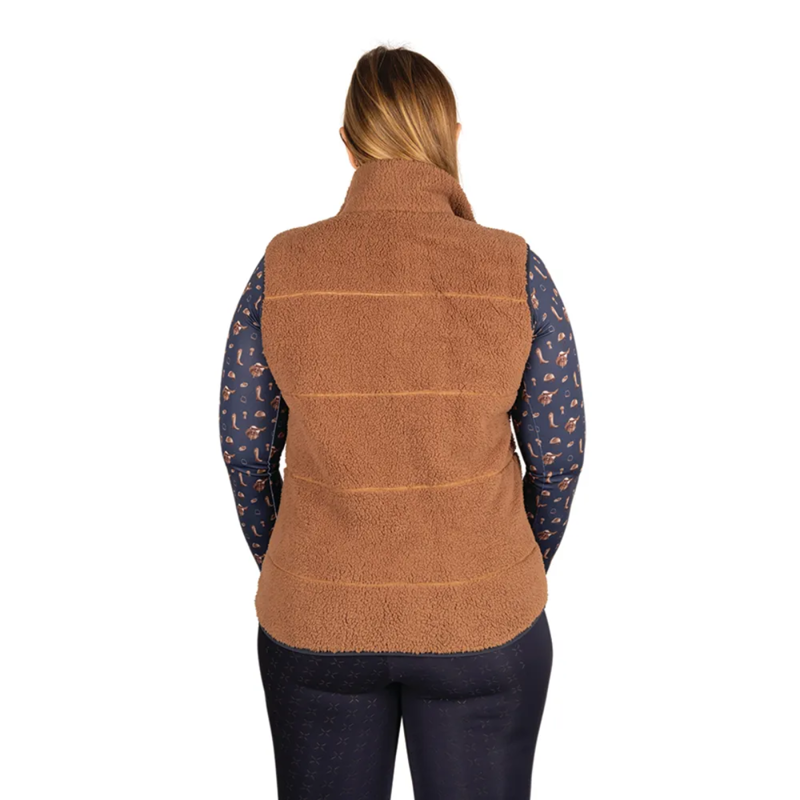 Hy Equestrian Elevate Style Teddy Fleece Gilet - Brown-2