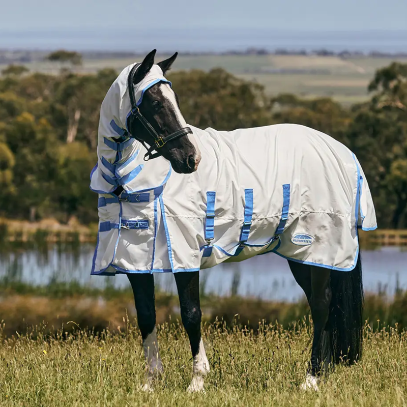 WeatherBeeta ComFiTec Sweet Itch Shield Combo Neck Fly Rug - White/Blue