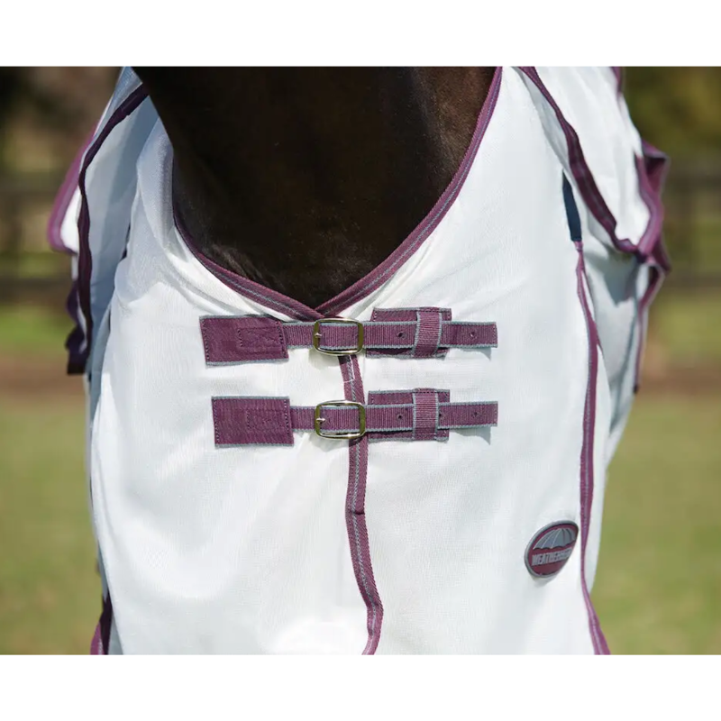 WeatherBeeta ComFiTec Essential Mesh II Combo Neck Fly Rug - White/Maroon/Grey-2
