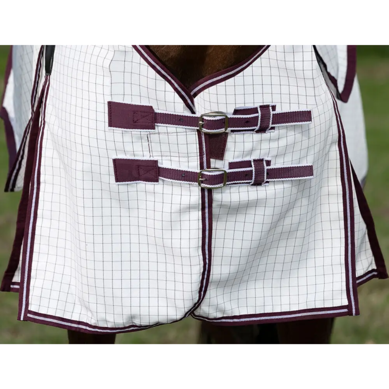 WeatherBeeta Hybrid Seasons Combo Neck Fly Rug - White/Maroon-3