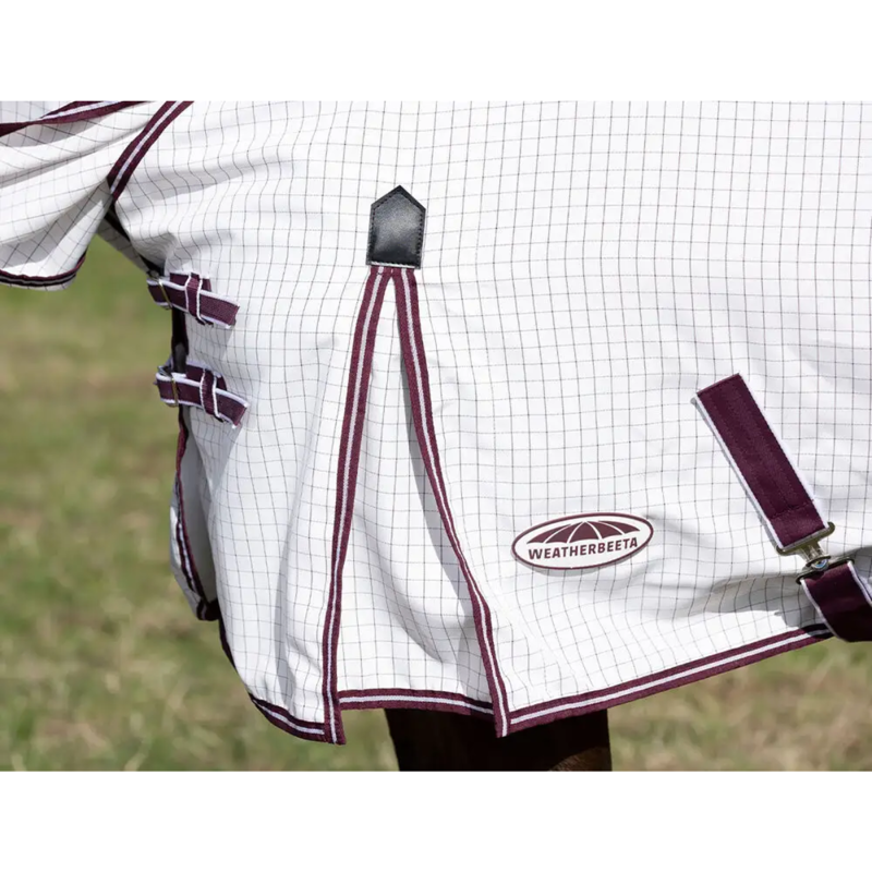 WeatherBeeta Hybrid Seasons Combo Neck Fly Rug - White/Maroon-4