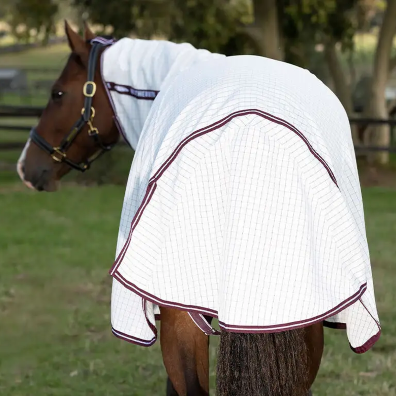 WeatherBeeta Hybrid Seasons Combo Neck Fly Rug - White/Maroon-8