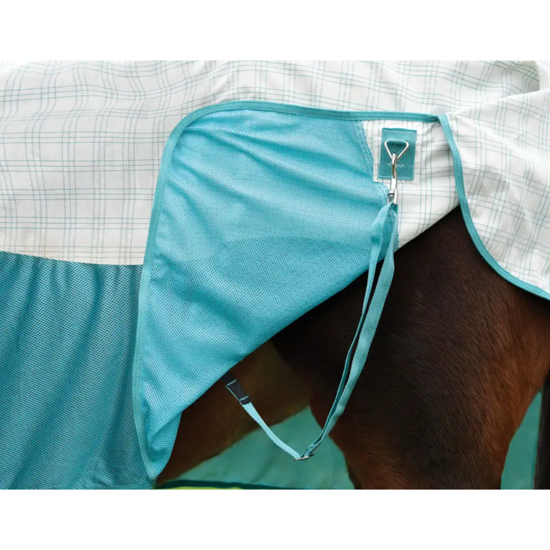 WeatherBeeta Cotton Airstream II Detach-A-Neck Fly Rug - White/Mint-6