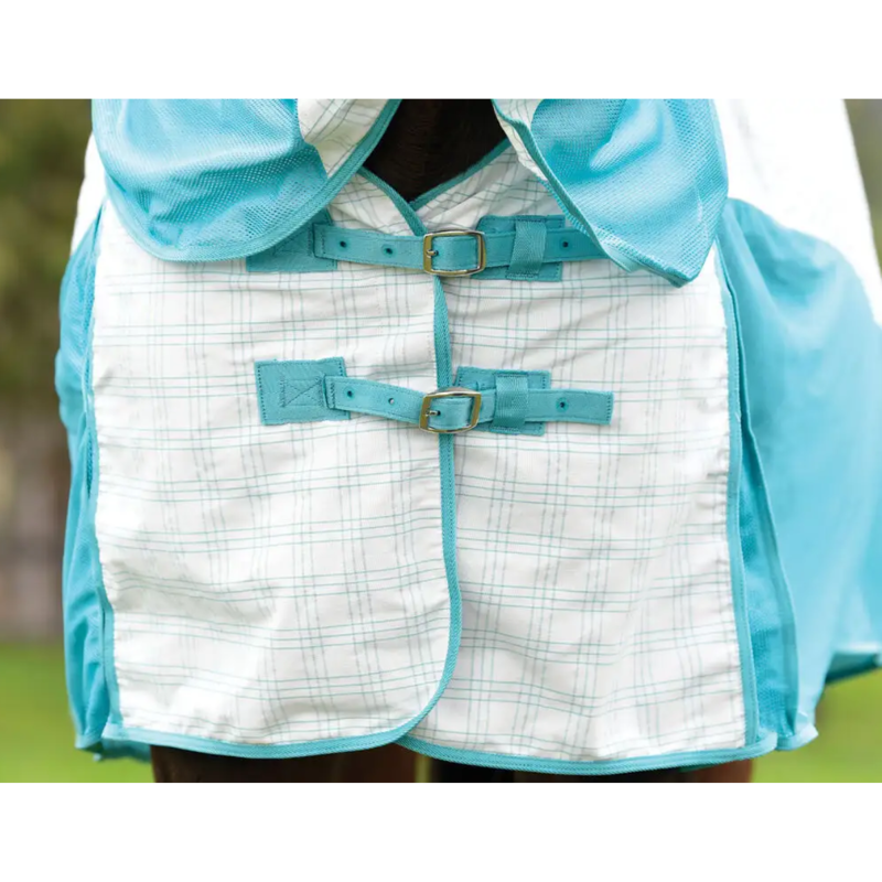 WeatherBeeta Cotton Airstream II Detach-A-Neck Fly Rug - White/Mint-3