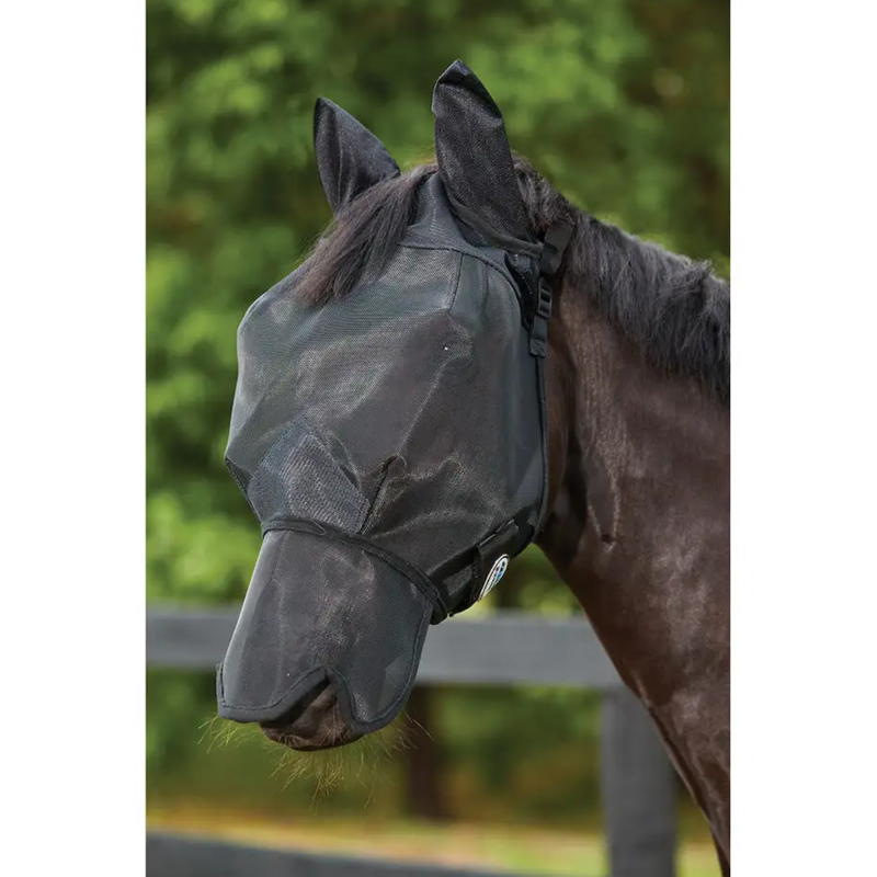 Weatherbeeta ComFiTec Double Dart Deluxe Fly Mask With Ears And Nose - Black