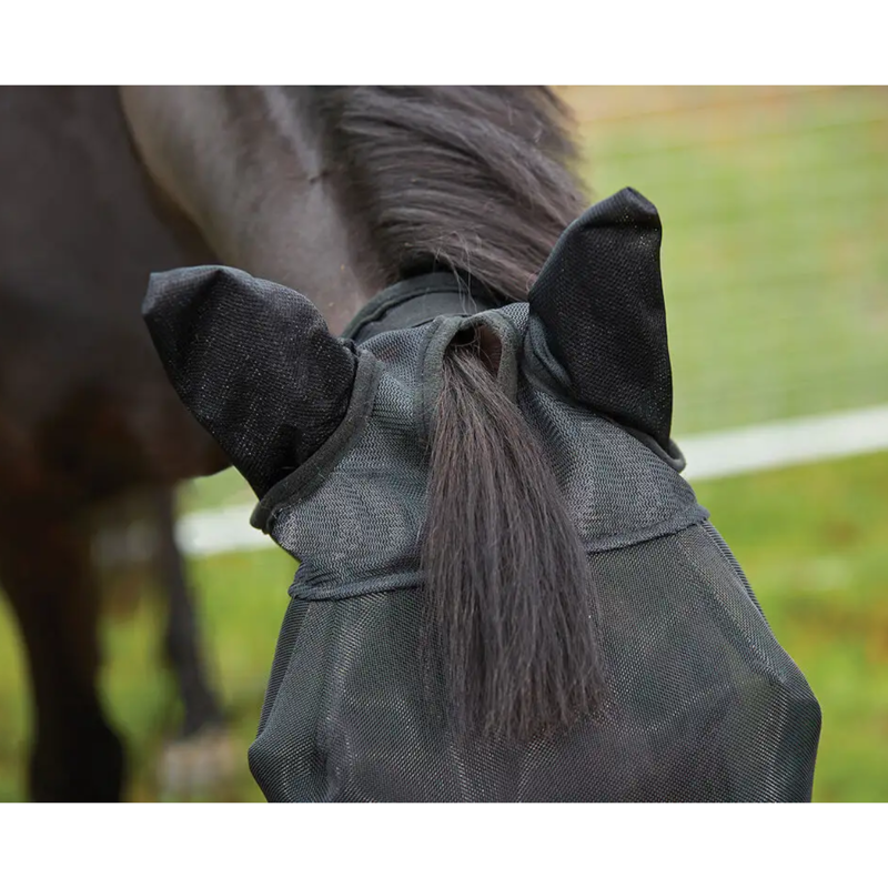 Weatherbeeta ComFiTec Double Dart Deluxe Fly Mask With Ears And Nose - Black-1