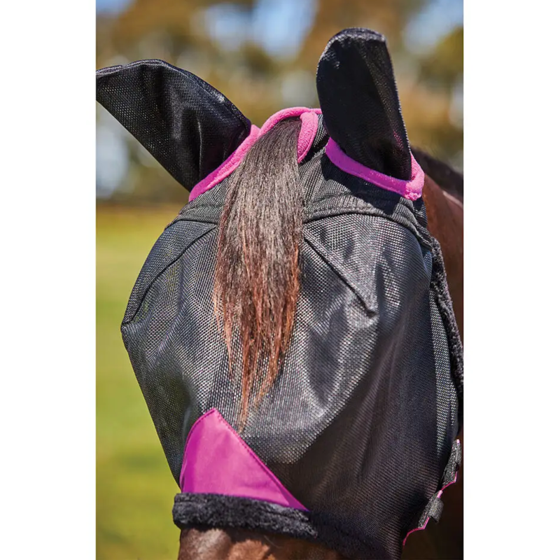 WeatherBeeta ComFiTec Deluxe Durable Mesh Mask With Ears - Black/Purple-1