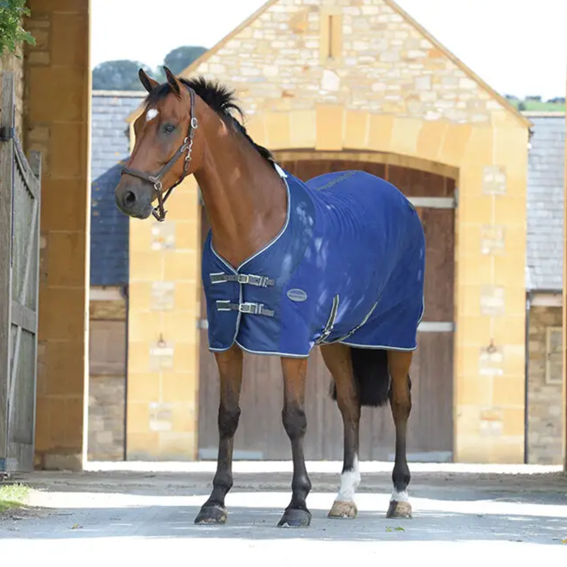 WeatherBeeta Standard Neck Fleece Cooler Rug - Dark Blue/Grey/White