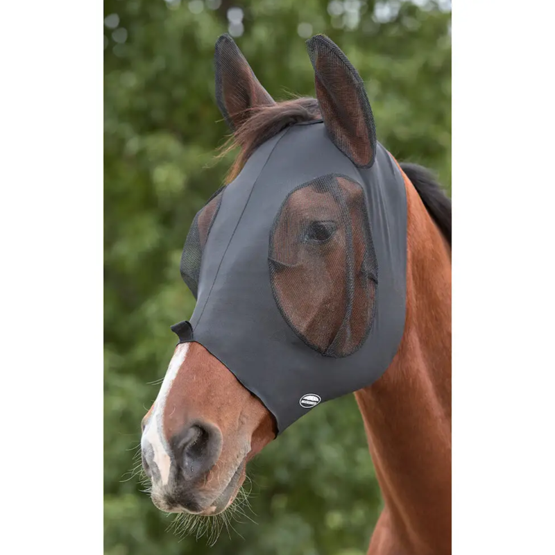 WeatherBeeta Deluxe Stretch Bug Eye Saver With Ears Fly Mask - Black/Black