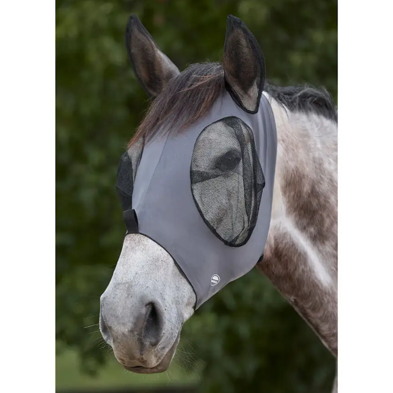 WeatherBeeta Deluxe Stretch Bug Eye Saver With Ears Fly Mask - Grey/Black
