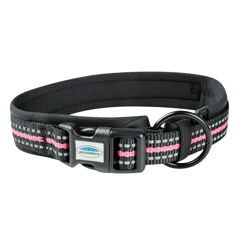 WeatherBeeta Reflective Dog Collar - Black/Pink