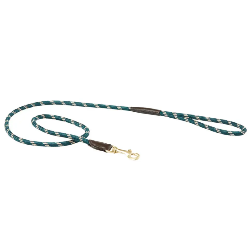 WeatherBeeta Rope Leather Dog Lead - Hunter Green/Brown