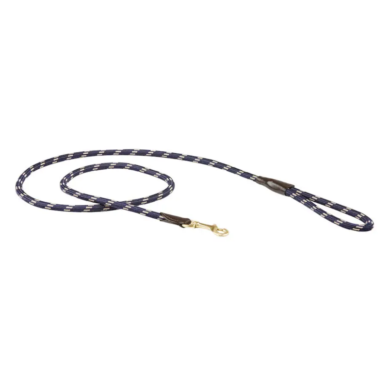 WeatherBeeta Rope Leather Dog Lead - Navy/Brown