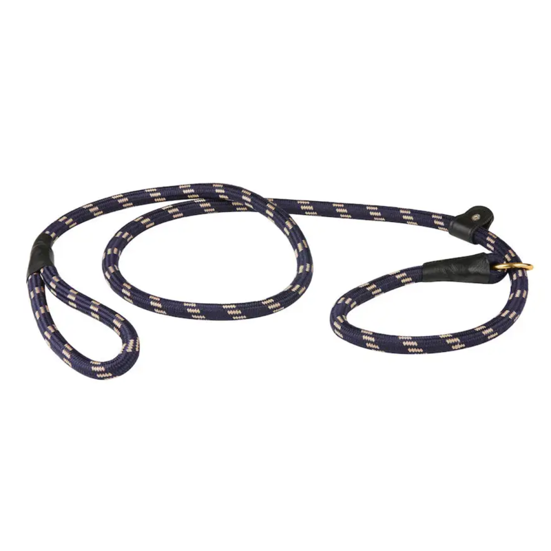 WeatherBeeta Rope Leather Slip Dog Lead - Navy/Brown