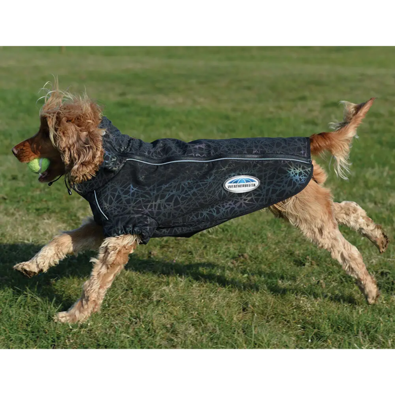 WeatherBeeta ComFiTec Reflective Print Active Dog Coat - Black/Reflective Rainbow-1