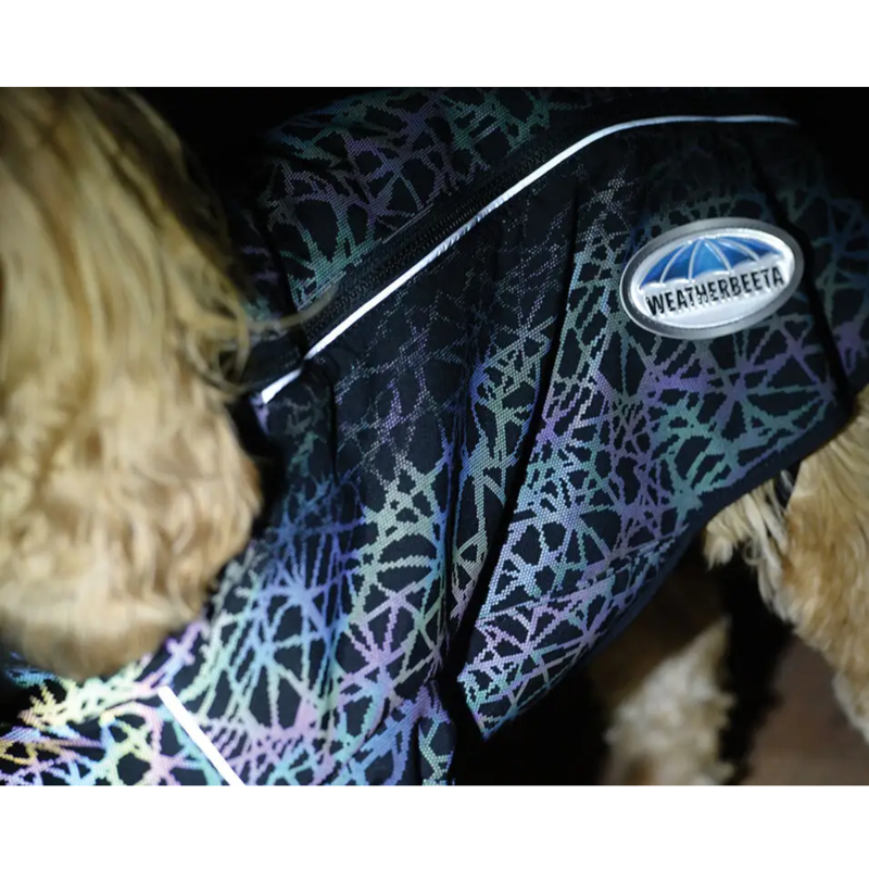 WeatherBeeta ComFiTec Reflective Print Active Dog Coat - Black/Reflective Rainbow-4