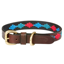 WeatherBeeta Polo Leather Dog Collar - Beaufort Brown/Emerald/Pink/Blue