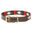WeatherBeeta Polo Leather Dog Collar - Cowdray Brown/Black/Red/White