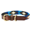 WeatherBeeta Polo Leather Dog Collar - Cowdray Brown/Blue/Blue