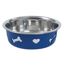 WeatherBeeta Non-Slip Stainless Steel Silicone Bone Dog Bowl - Blue