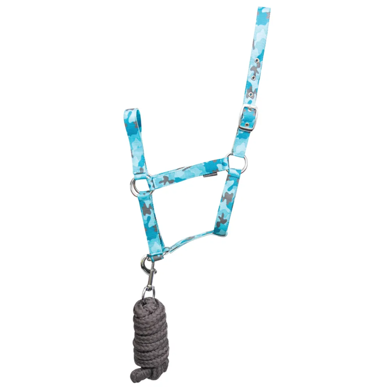 Hy Equestrian DynaForce Head Collar And Lead Rope - Pacific/Grey