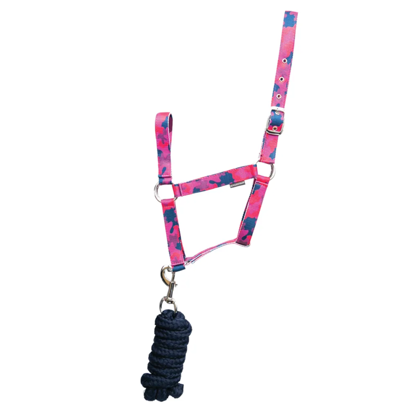 Hy Equestrian DynaForce Head Collar And Lead Rope - Raspberry/Navy