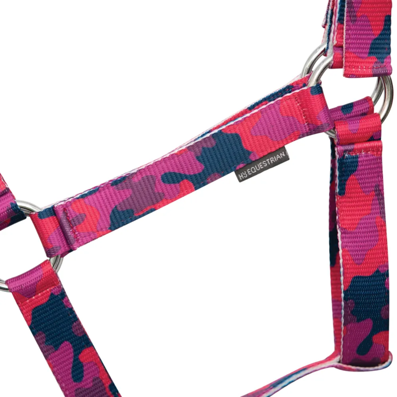 Hy Equestrian DynaForce Head Collar And Lead Rope - Raspberry/Navy-1