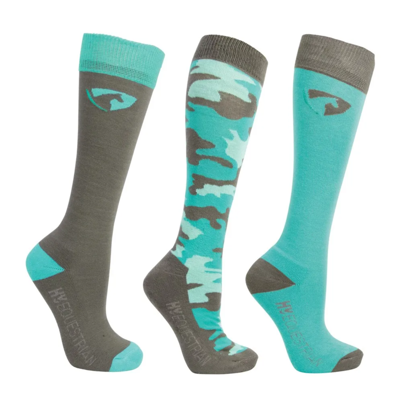 Hy Equestrian DynaForce Mizs Socks 3 Pack Mizs 12-4 - Pacific/Grey