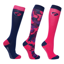 Hy Equestrian DynaForce Socks 3 Pack Adult 4-8 - Raspberry/Navy