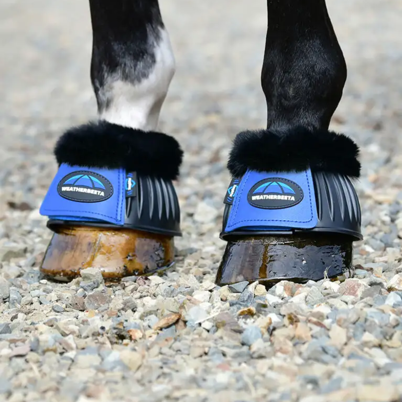 WeatherBeeta Tough-Tec Prime Fleece Trim Rubber Bell Boots - Black/Cobalt-3