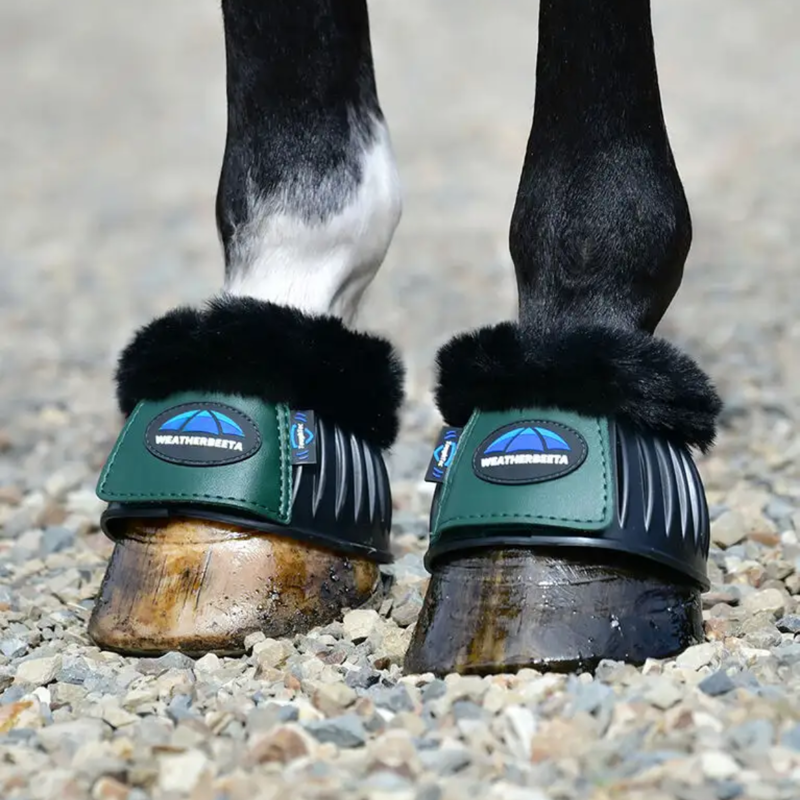 WeatherBeeta Tough-Tec Prime Fleece Trim Rubber Bell Boots - Black/Forest Green-3