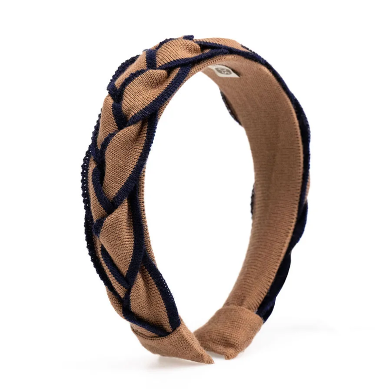 Waring Brooke Signature Plait Hairband - Tan/Navy