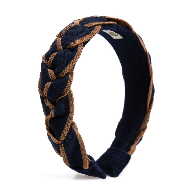 Waring Brooke Signature Plait Hairband - Navy/Tan