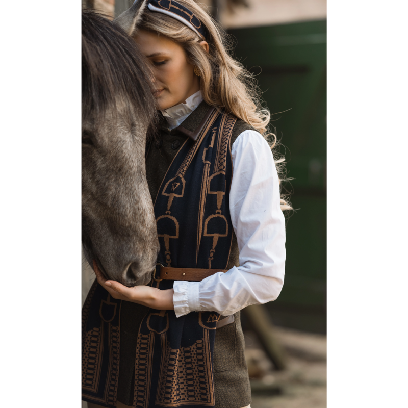 Waring Brooke Snaffled Scarf - Navy/Tan-1