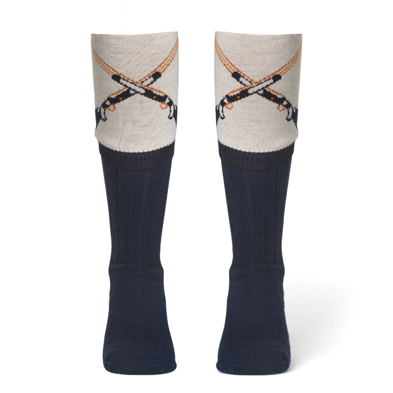 Waring Brooke Crossed Gun Socks - Navy Taupe