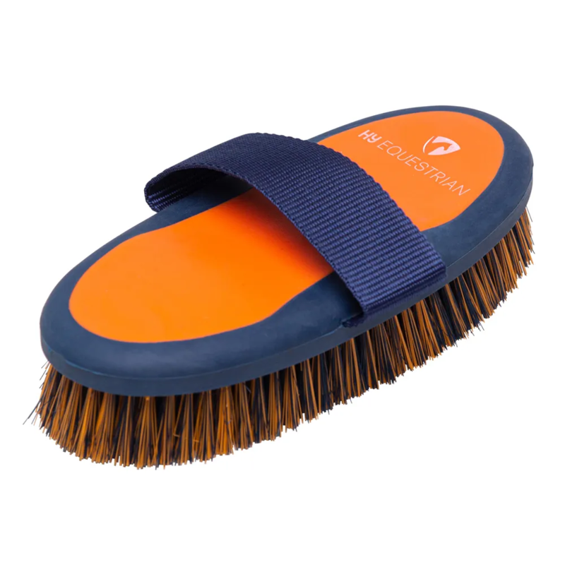 Hy Equestrian Pro Groom Body Brush - Navy/Orange